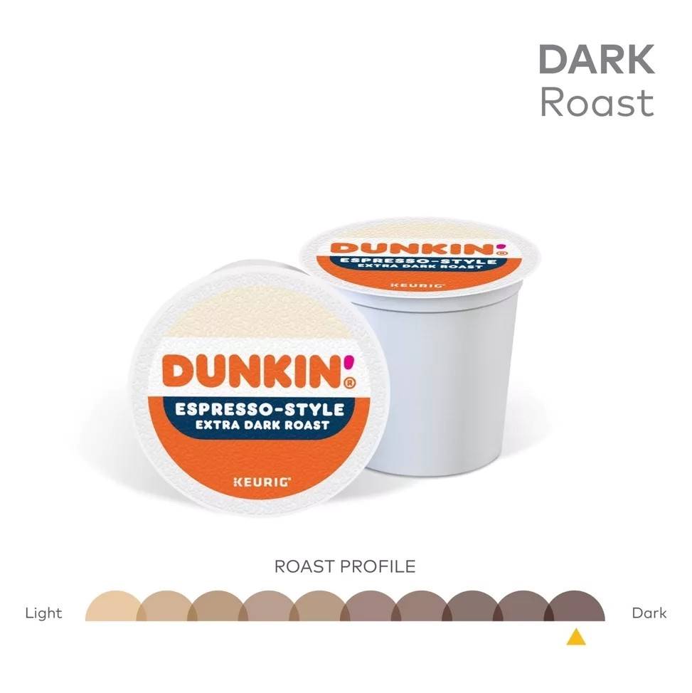  Dunkin' Espresso Style Extra Dark Roast Coffee, 60 Keurig K-Cup  Pods : Everything Else
