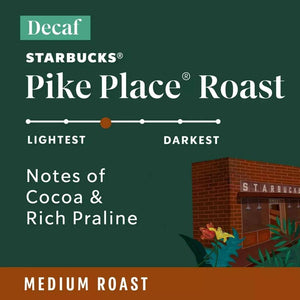 Starbucks Decaf Pike Place Roast, Medium Roast, Keurig K-Cup Coffee Pods, Box of 24 K-cups