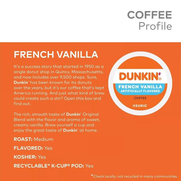 Load image into Gallery viewer, Dunkin&#39; French Vanilla, Medium Roast, Keurig K-Cup Coffee Pods, Box of 22 K-cups
