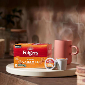 Folgers Buttery Caramel, Medium Roast, Keurig K-cup Coffee Pods, Box of 12 K-cups