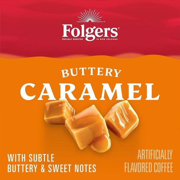 Load image into Gallery viewer, Folgers Buttery Caramel, Medium Roast, Keurig K-cup Coffee Pods, Box of 12 K-cups
