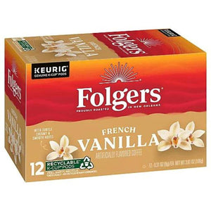 Folgers French Vanilla, Medium Roast, Keurig K-cup Coffee Pods, Box of 12 K-cups