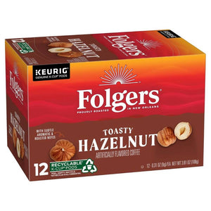 Folgers Toasty Hazelnut, Medium Roast, Keurig K-cup Coffee Pods, Box of 12 K-cups