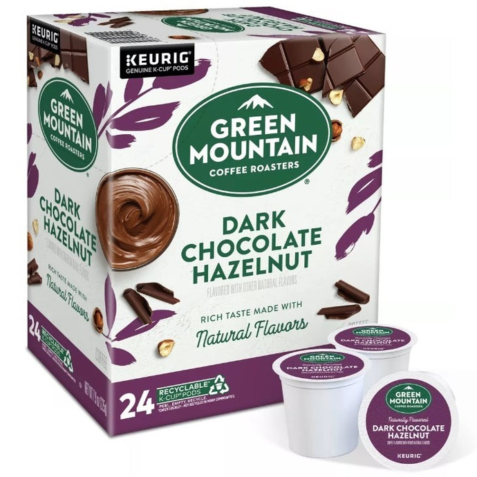 Green Mountain Dark Chocolate Hazelnut, Medium Roast, Keurig K-cup Coffee Pods, Box of 24 K-cups