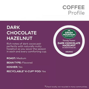 Green Mountain Dark Chocolate Hazelnut, Medium Roast, Keurig K-cup Coffee Pods, Box of 24 K-cups