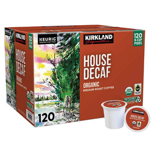 Kirkland Organic House Decaf, Medium Roast, Keurig K-Cup Coffee Pods, Box of 120 K-cups