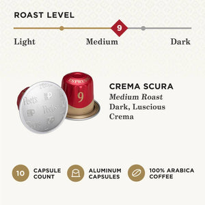 Peet's Coffee Crema Scura, Box of 10 Nespresso Capsules