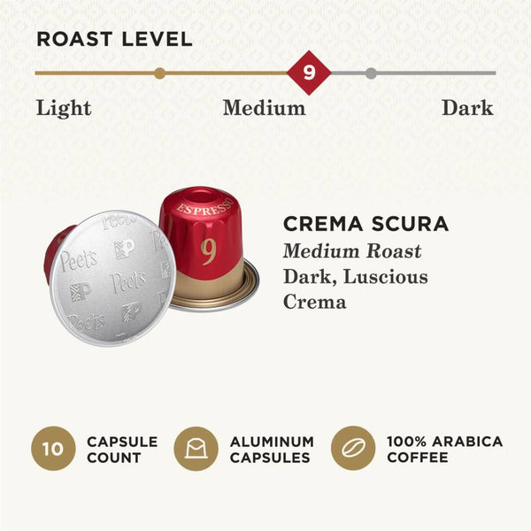 Load image into Gallery viewer, Peet&#39;s Coffee Crema Scura, Box of 10 Nespresso Capsules
