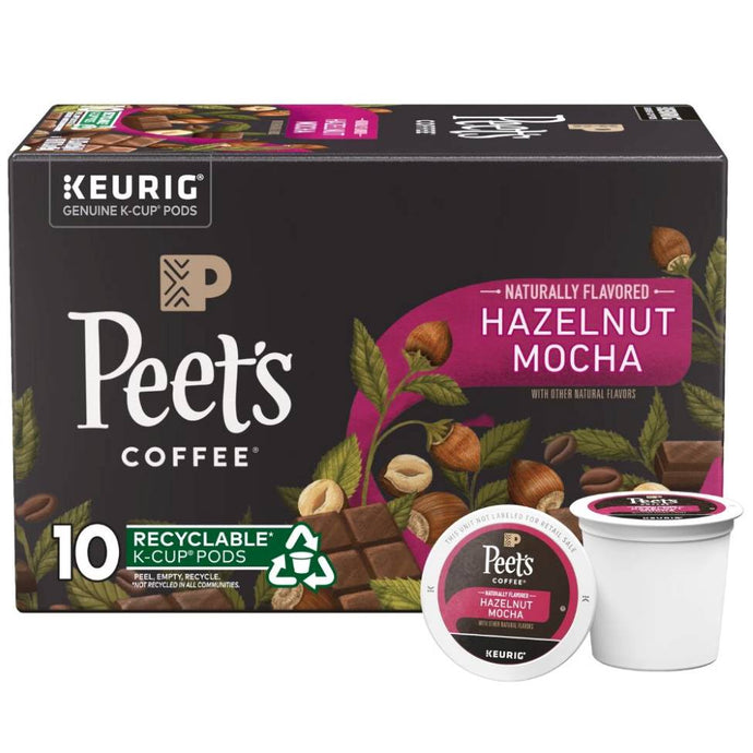 Peet's Coffee Hazelnut Mocha, Light Roast, Keurig K-Cup Coffee Pods, Box of 10 K-cups