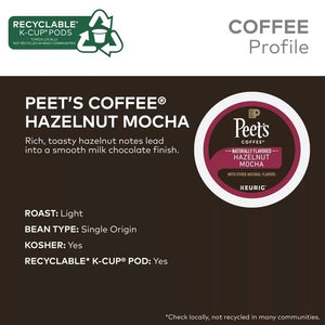 Peet's Coffee Hazelnut Mocha, Light Roast, Keurig K-Cup Coffee Pods, Box of 10 K-cups