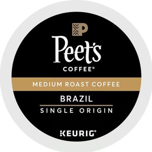 Peet's Coffee Single Origin Brazil, Medium Roast, Keurig K-Cup Coffee Pods, Box of 22 K-cups