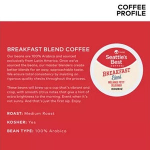 Seattle's Best Coffee Breakfast Blend, Medium Roast, Keurig K-Cup Coffee Pods, Box of 24 K-cups