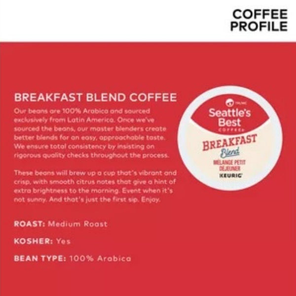 Load image into Gallery viewer, Seattle&#39;s Best Coffee Breakfast Blend, Medium Roast, Keurig K-Cup Coffee Pods, Box of 24 K-cups
