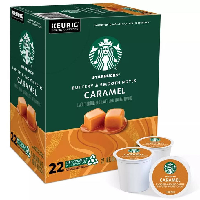 Starbucks Caramel, Flavored Coffee, Keurig K-Cup Coffee Pods, Box of 22 K-cups