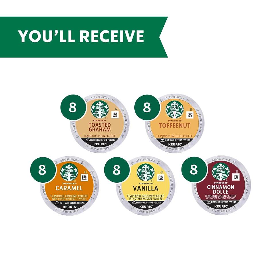 Starbucks Flavored Coffee Variety Pack, Keurig K-Cup Coffee Pods, Box ...