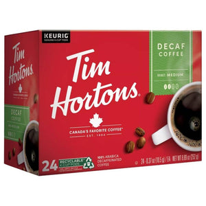 Tim Hortons Decaf, Medium Roast, Keurig K-cup Coffee Pods, Box of 24 K-cups