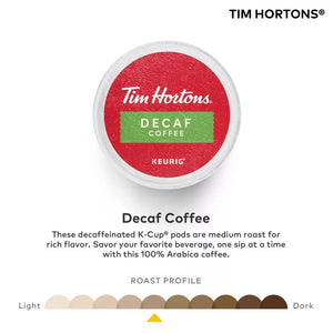 Tim Hortons Decaf, Medium Roast, Keurig K-cup Coffee Pods, Box of 32 K-cups