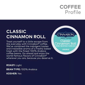 Cinnabon Classic Cinnamon Roll, Light Roast, Keurig K-Cup Coffee Pods