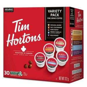 Tim Hortons Variety Pack, Keurig K-cup Coffee Pods, Box of 30 K-cups